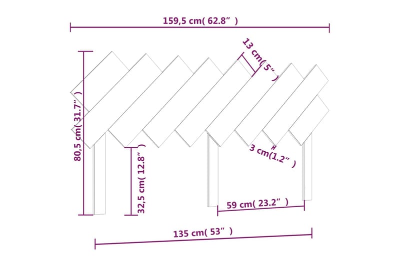 beBasic Sengegavl honningbrun 159,5x3x80,5 cm heltre furu - Brun - Sengegavl