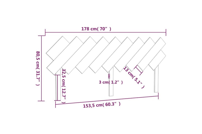 beBasic Sengegavl honningbrun 178x3x80,5 cm heltre furu - Brun - Sengegavl