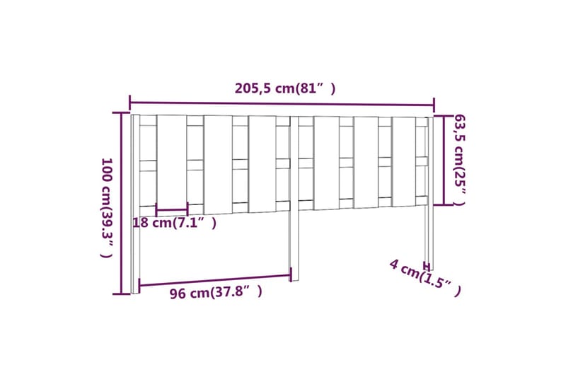 beBasic Sengegavl honningbrun 205,5x4x100 cm heltre furu - Brun - Sengegavl