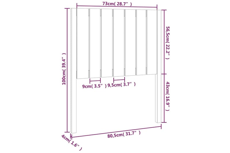 beBasic Sengegavl honningbrun 80,5x4x100 cm heltre furu - Brun - Møbler - Senger - Sengetilbehør & sengegavl - Sengegavl