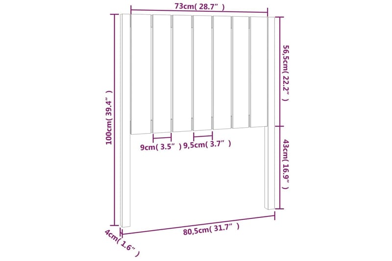 beBasic Sengegavl honningbrun 80,5x4x100 cm heltre furu - Brun - Sengegavl