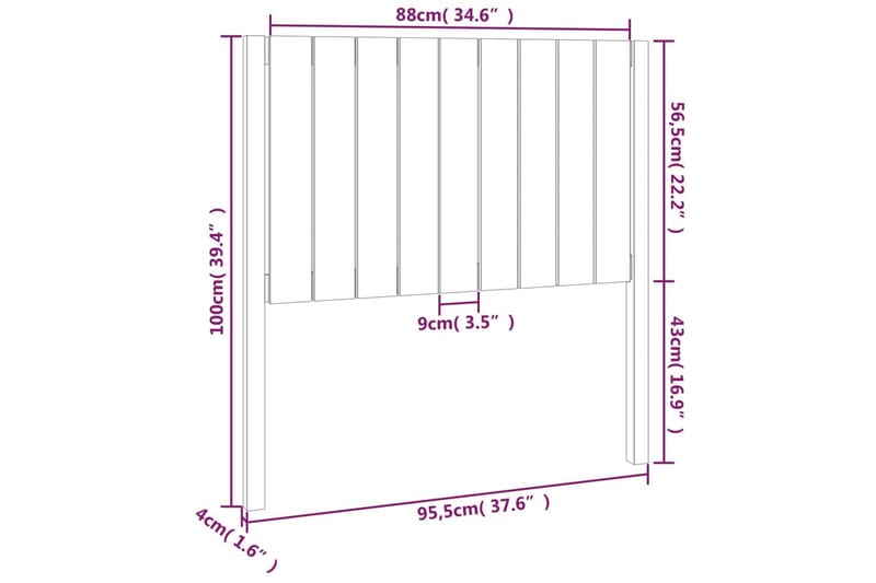 beBasic Sengegavl honningbrun 95,5x4x100 cm heltre furu - Brun - Møbler - Senger - Sengetilbehør & sengegavl - Sengegavl