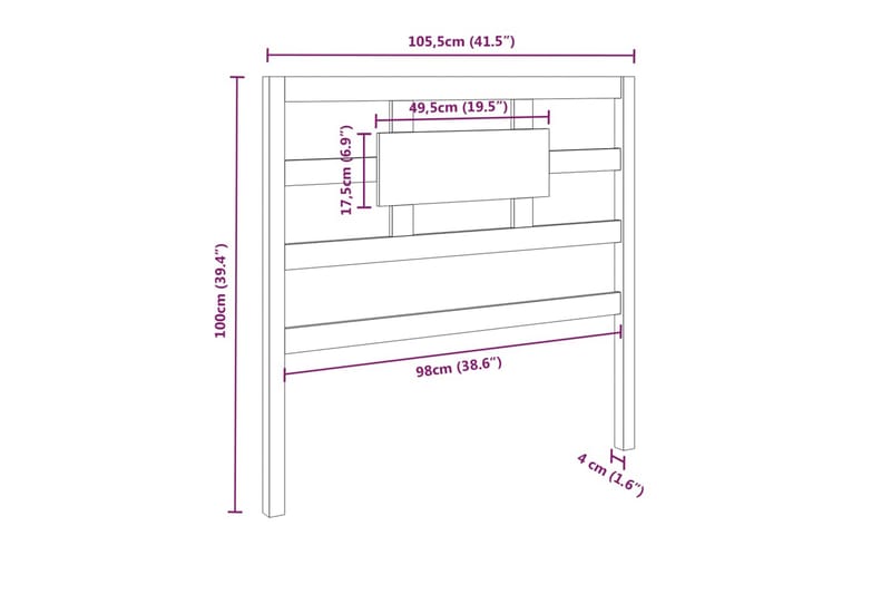 beBasic Sengegavl hvit 105,5x4x100 cm heltre furu - Hvit - Møbler - Senger - Sengetilbehør & sengegavl - Sengegavl
