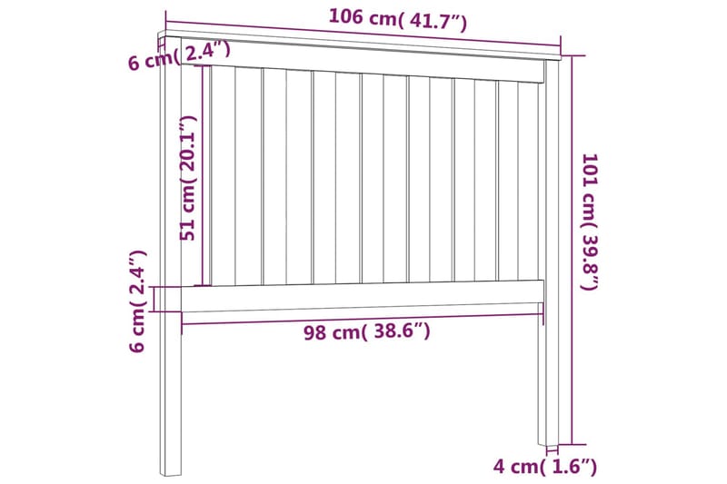 beBasic Sengegavl hvit 106x6x101 cm heltre furu - Hvit - Møbler - Senger - Sengetilbehør & sengegavl - Sengegavl