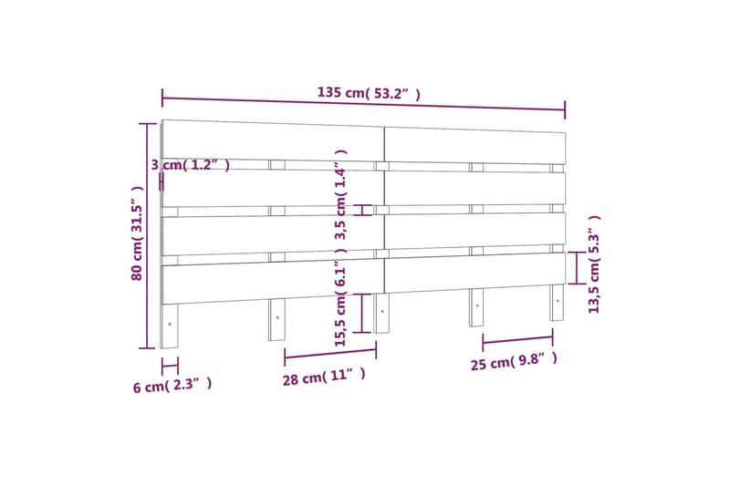 beBasic Sengegavl hvit 135x3x80 cm heltre furu - Hvit - Møbler - Senger - Sengetilbehør & sengegavl - Sengegavl