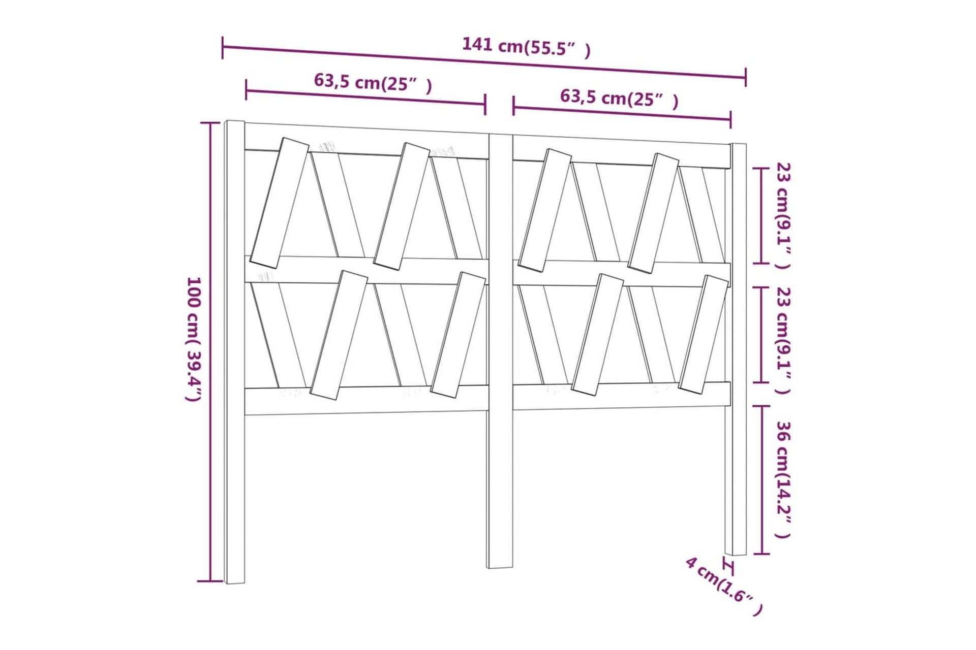 beBasic Sengegavl hvit 141x4x100 cm heltre furu - Hvit - Møbler - Senger - Sengetilbehør & sengegavl - Sengegavl
