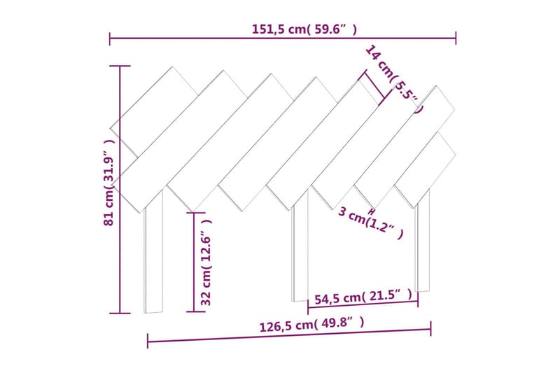 beBasic Sengegavl hvit 151,5x3x81 cm heltre furu - Hvit - Møbler - Senger - Sengetilbehør & sengegavl - Sengegavl