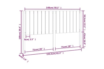 beBasic Sengegavl hvit 155,5x4x100 cm heltre furu - Hvit - Møbler - Senger - Sengetilbehør & sengegavl - Sengegavl