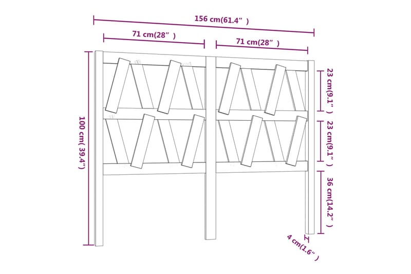 beBasic Sengegavl hvit 156x4x100 cm heltre furu - Hvit - Møbler - Senger - Sengetilbehør & sengegavl - Sengegavl