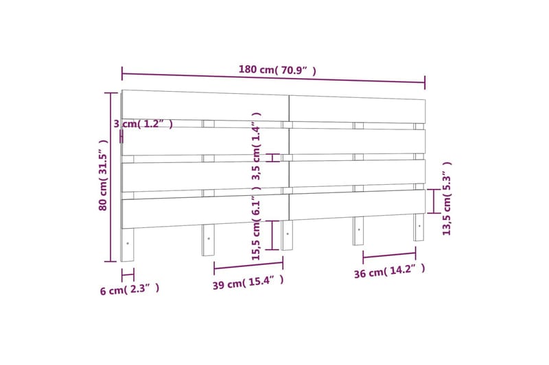 beBasic Sengegavl hvit 180x3x80 cm heltre furu - Hvit - Møbler - Senger - Sengetilbehør & sengegavl - Sengegavl