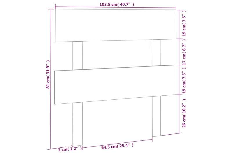 beBasic Sengegavl svart 103,5x3x81 cm heltre furu - Svart - Møbler - Senger - Sengetilbehør & sengegavl - Sengegavl