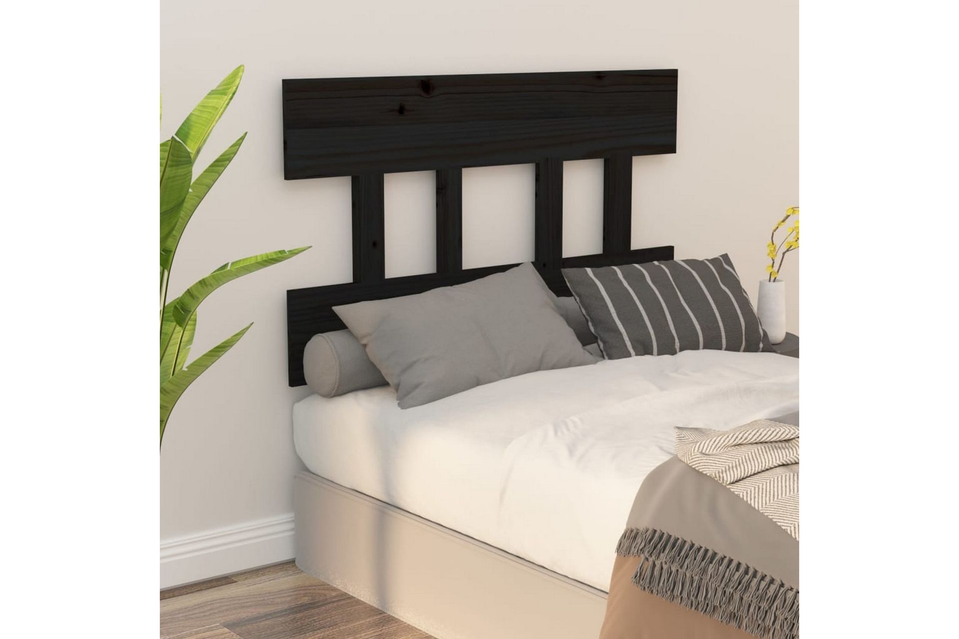 beBasic Sengegavl svart 103,5x3x81 cm heltre furu - Svart - Møbler - Senger - Sengetilbehør & sengegavl - Sengegavl