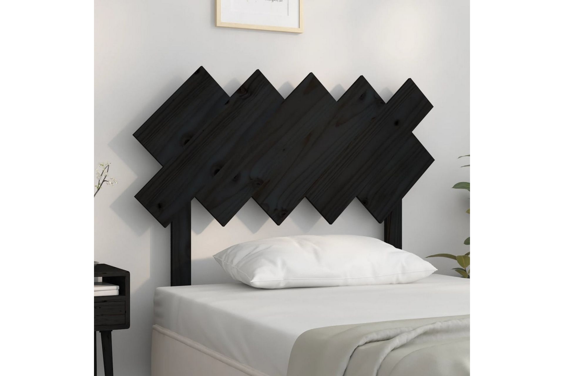 beBasic Sengegavl svart 104 x 3 x 80,5 cm heltre furu - Svart - Møbler - Senger - Sengetilbehør & sengegavl - Sengegavl
