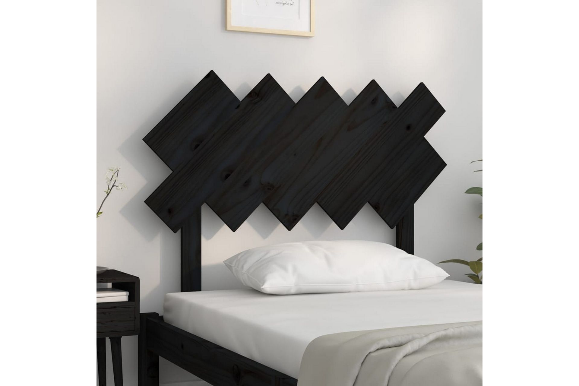 beBasic Sengegavl svart 104 x 3 x 80,5 cm heltre furu - Svart - Møbler - Senger - Sengetilbehør & sengegavl - Sengegavl