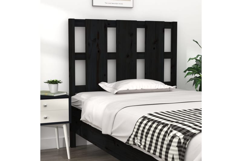 beBasic Sengegavl svart 105,5x4x100 cm heltre furu - Svart - Møbler - Senger - Sengetilbehør & sengegavl - Sengegavl