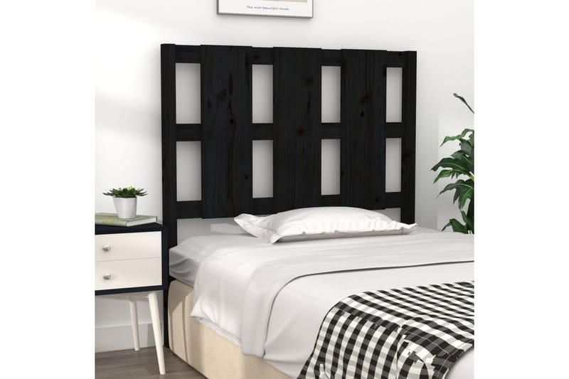 beBasic Sengegavl svart 105,5x4x100 cm heltre furu - Svart - Møbler - Senger - Sengetilbehør & sengegavl - Sengegavl
