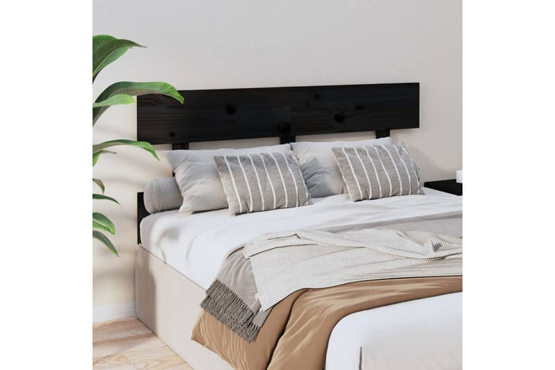 beBasic Sengegavl svart 124x3x81 cm heltre furu - Svart - Møbler - Senger - Sengetilbehør & sengegavl - Sengegavl