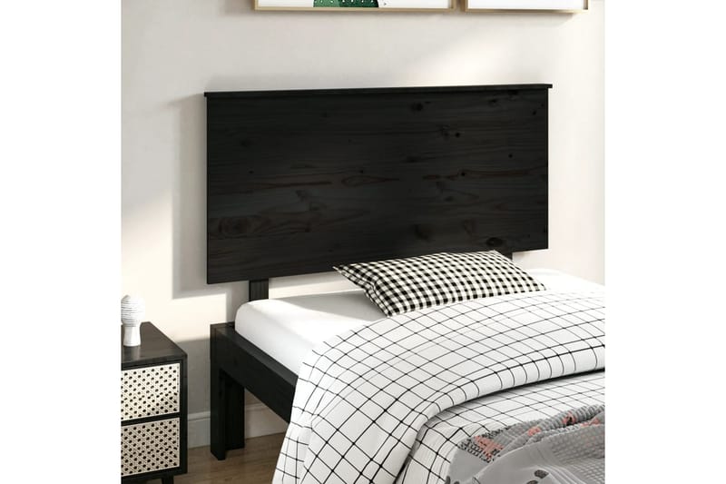 beBasic Sengegavl svart 124x6x82,5 cm heltre furu - Svart - Møbler - Senger - Sengetilbehør & sengegavl - Sengegavl