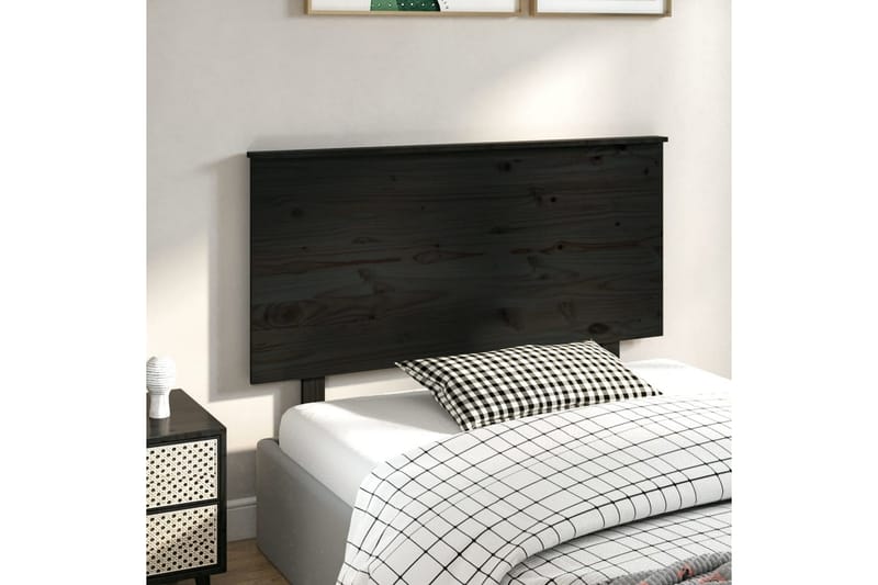 beBasic Sengegavl svart 124x6x82,5 cm heltre furu - Svart - Møbler - Senger - Sengetilbehør & sengegavl - Sengegavl