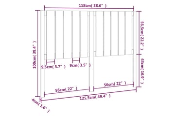 beBasic Sengegavl svart 125,5x4x100 cm heltre furu - Svart - Møbler - Senger - Sengetilbehør & sengegavl - Sengegavl