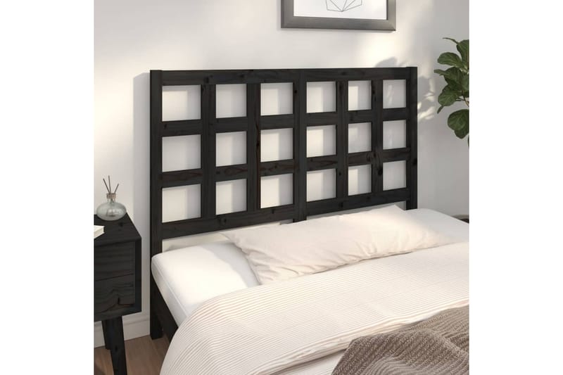 beBasic Sengegavl svart 125,5x4x100 cm heltre furu - Svart - Møbler - Senger - Sengetilbehør & sengegavl - Sengegavl