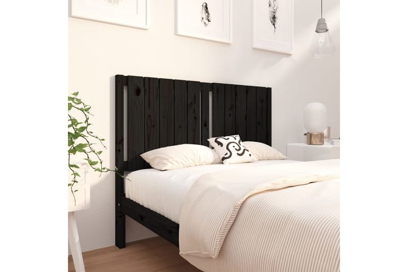 beBasic Sengegavl svart 125,5x4x100 cm heltre furu - Svart - Møbler - Senger - Sengetilbehør & sengegavl - Sengegavl