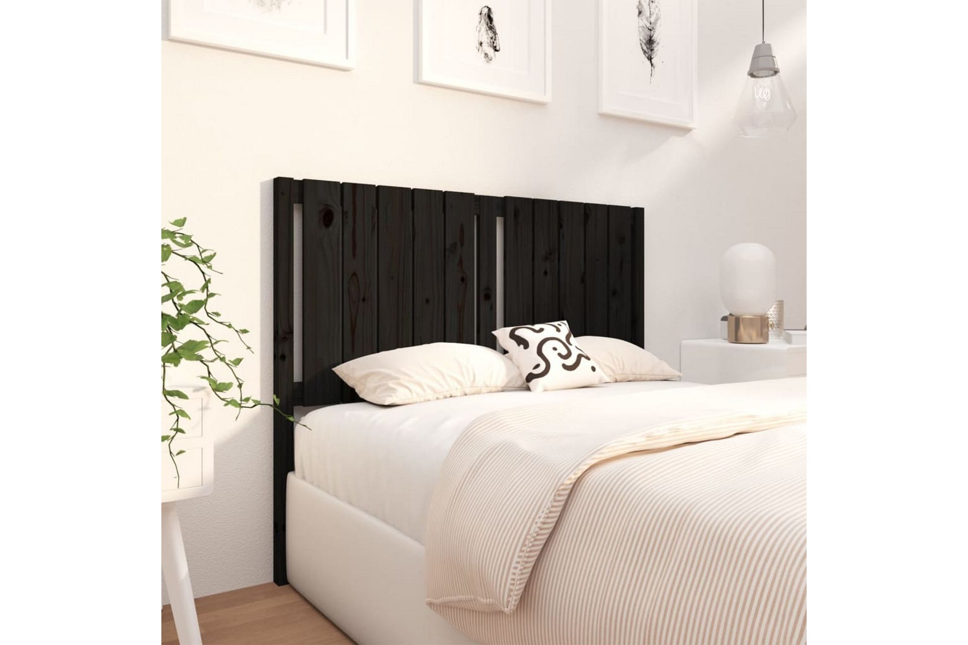 beBasic Sengegavl svart 125,5x4x100 cm heltre furu - Svart - Møbler - Senger - Sengetilbehør & sengegavl - Sengegavl