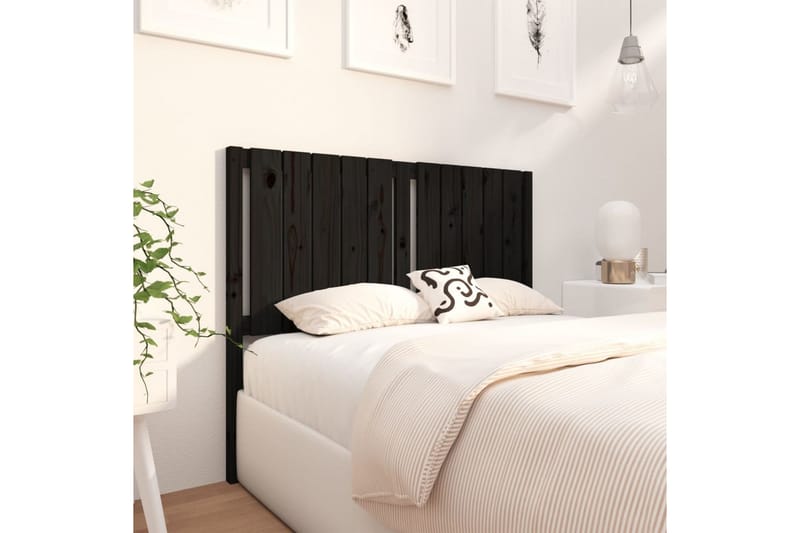 beBasic Sengegavl svart 125,5x4x100 cm heltre furu - Svart - Møbler - Senger - Sengetilbehør & sengegavl - Sengegavl