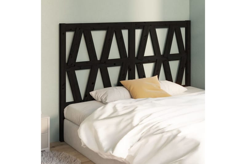 beBasic Sengegavl svart 126x4x100 cm heltre furu - Svart - Møbler - Senger - Sengetilbehør & sengegavl - Sengegavl