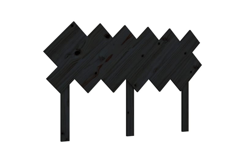 beBasic Sengegavl svart 132x3x81 cm heltre furu - Svart - Sengegavl