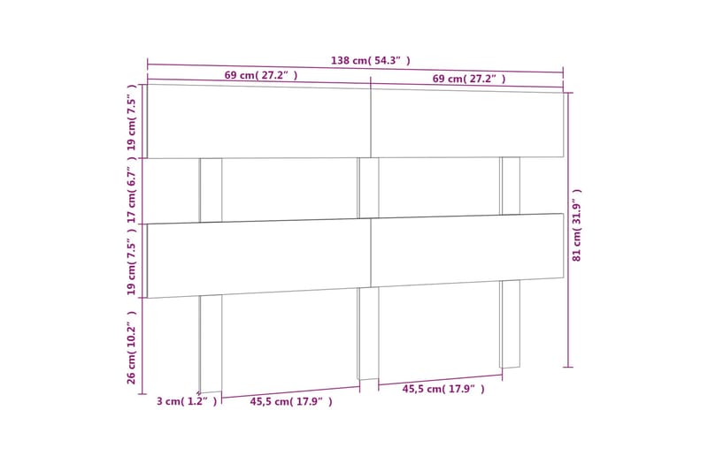 beBasic Sengegavl svart 138x3x81 cm heltre furu - Svart - Møbler - Senger - Sengetilbehør & sengegavl - Sengegavl