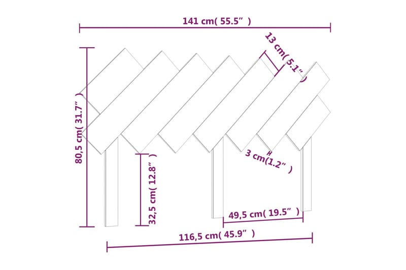 beBasic Sengegavl svart 141x3x80,5 cm heltre furu - Svart - Sengegavl