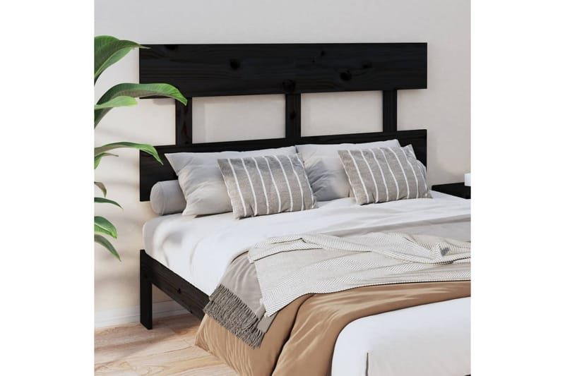 beBasic Sengegavl svart 144x3x81 cm heltre furu - Svart - Møbler - Senger - Sengetilbehør & sengegavl - Sengegavl