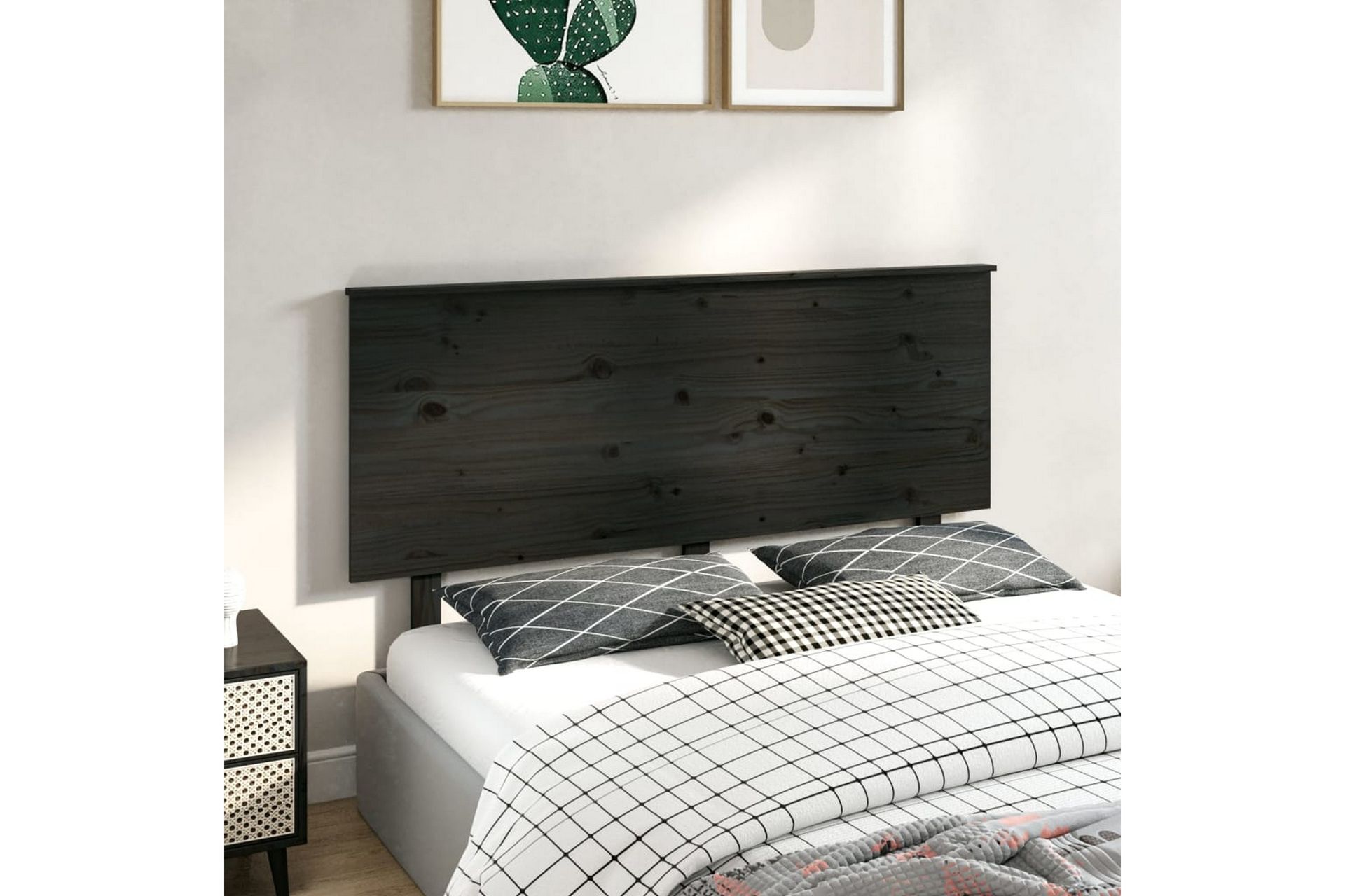 beBasic Sengegavl svart 144x6x82,5 cm heltre furu - Svart - Møbler - Senger - Sengetilbehør & sengegavl - Sengegavl