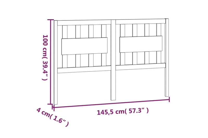 beBasic Sengegavl svart 145,5x4x100 cm heltre furu - Svart - Møbler - Senger - Sengetilbehør & sengegavl - Sengegavl