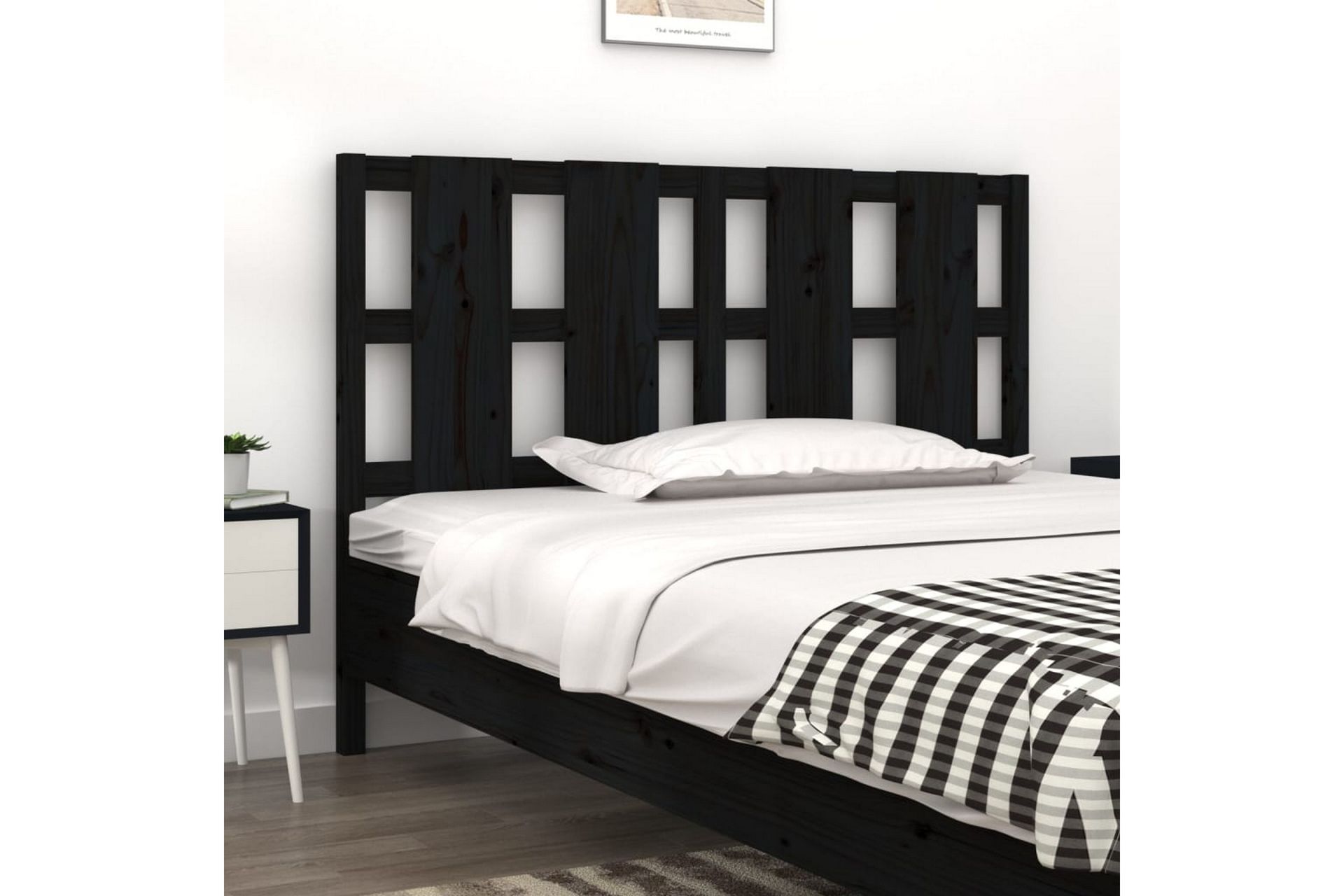 beBasic Sengegavl svart 145,5x4x100 cm heltre furu - Svart - Møbler - Senger - Sengetilbehør & sengegavl - Sengegavl