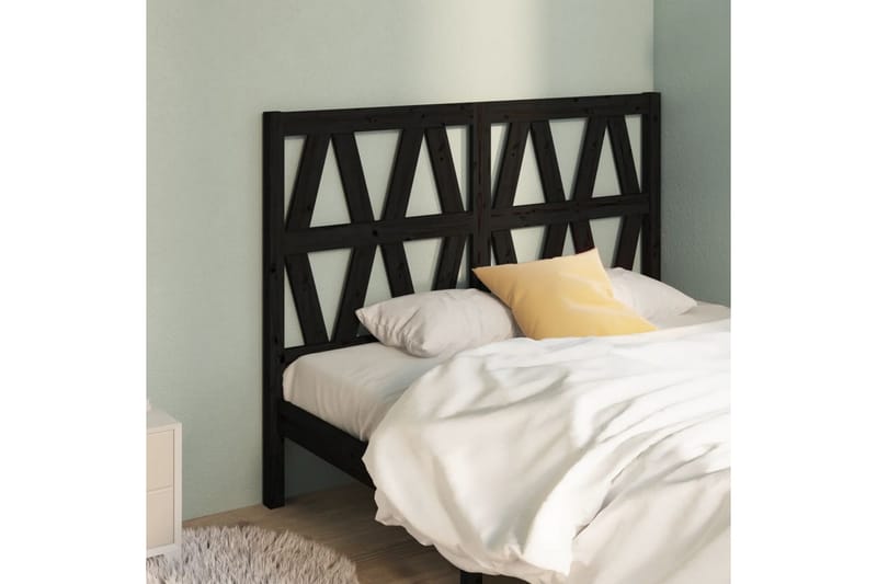 beBasic Sengegavl svart 146x4x100 cm heltre furu - Svart - Møbler - Senger - Sengetilbehør & sengegavl - Sengegavl