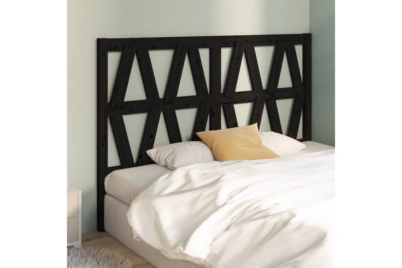 beBasic Sengegavl svart 146x4x100 cm heltre furu - Svart - Møbler - Senger - Sengetilbehør & sengegavl - Sengegavl