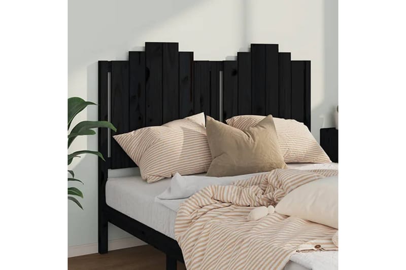 beBasic Sengegavl svart 146x4x110 cm heltre furu - Svart - Møbler - Senger - Sengetilbehør & sengegavl - Sengegavl
