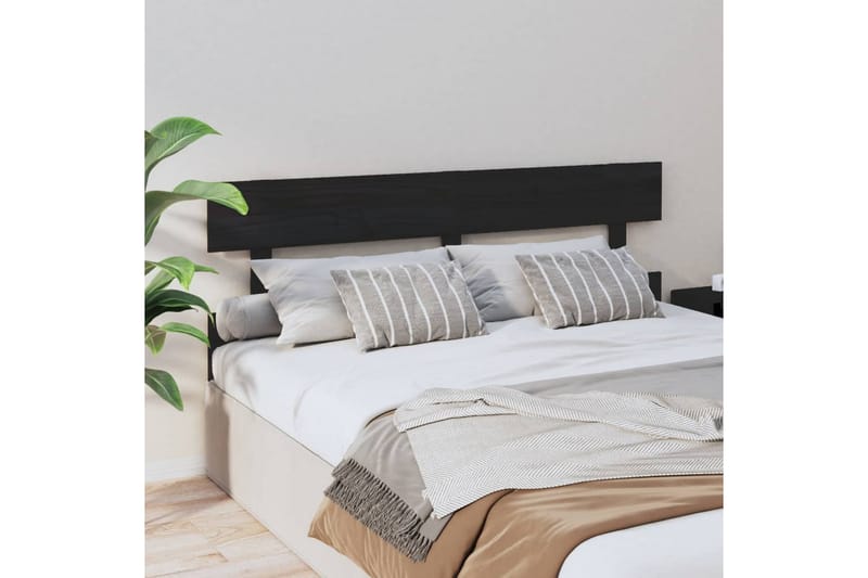 beBasic Sengegavl svart 164x3x81 cm heltre furu - Svart - Møbler - Senger - Sengetilbehør & sengegavl - Sengegavl