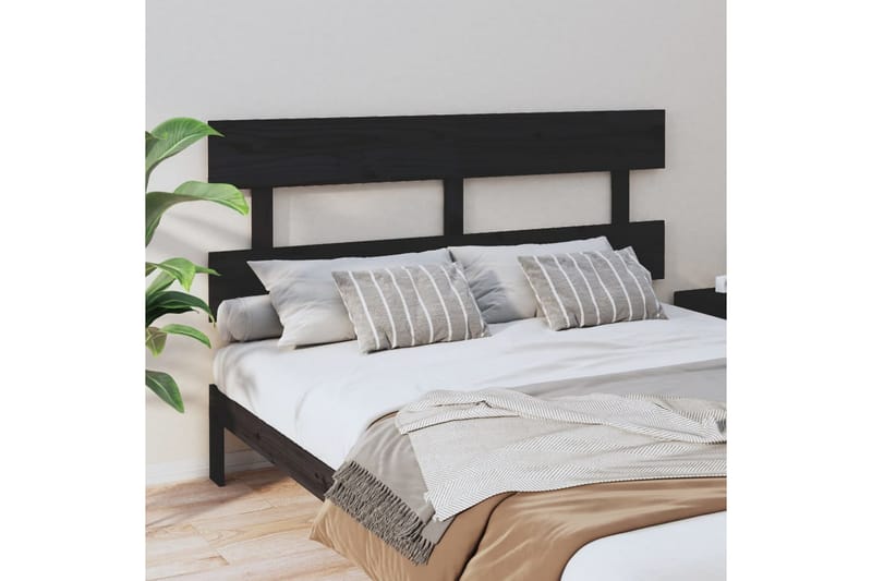 beBasic Sengegavl svart 164x3x81 cm heltre furu - Svart - Møbler - Senger - Sengetilbehør & sengegavl - Sengegavl