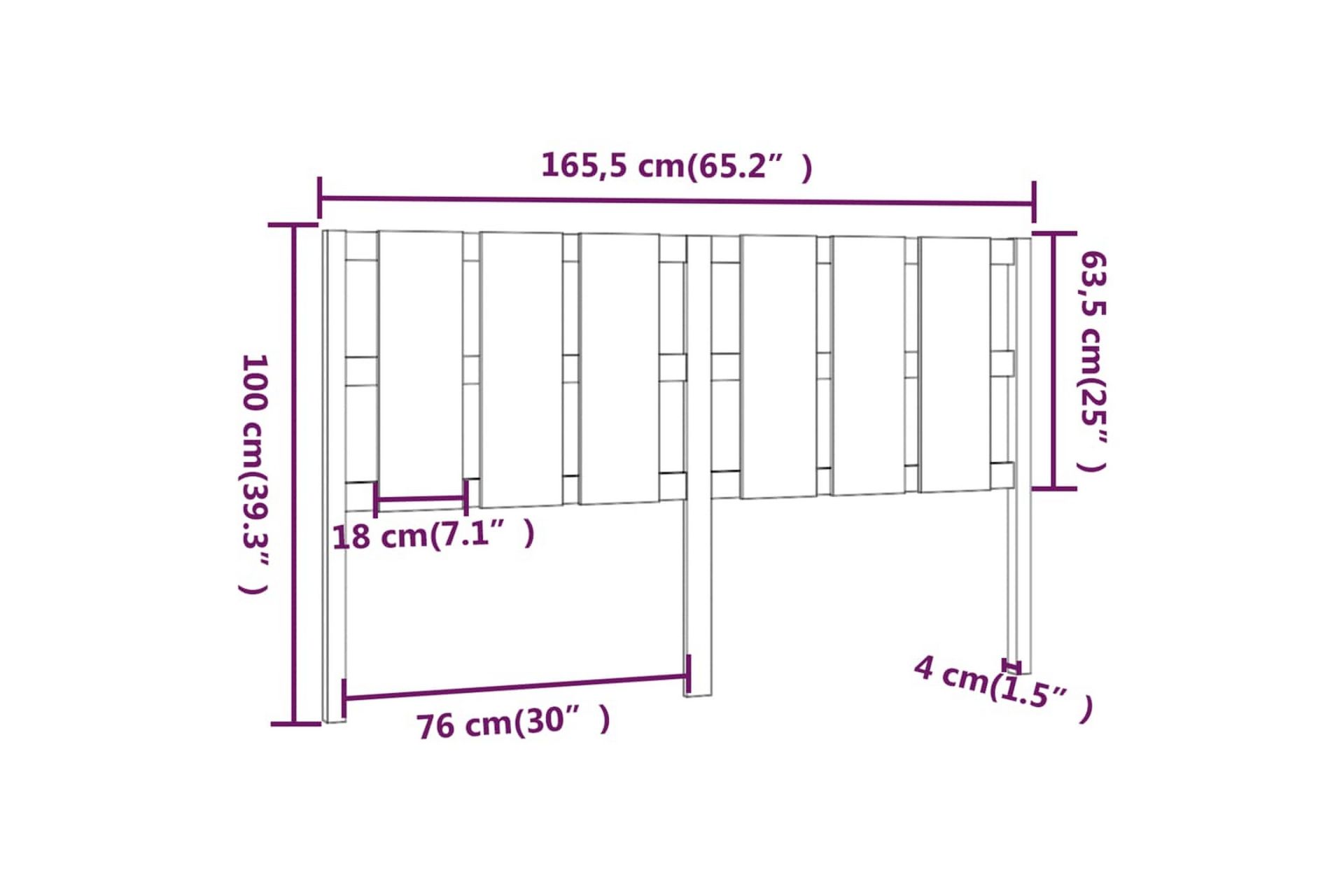 beBasic Sengegavl svart 165,5x4x100 cm heltre furu - Svart - Møbler - Senger - Sengetilbehør & sengegavl - Sengegavl