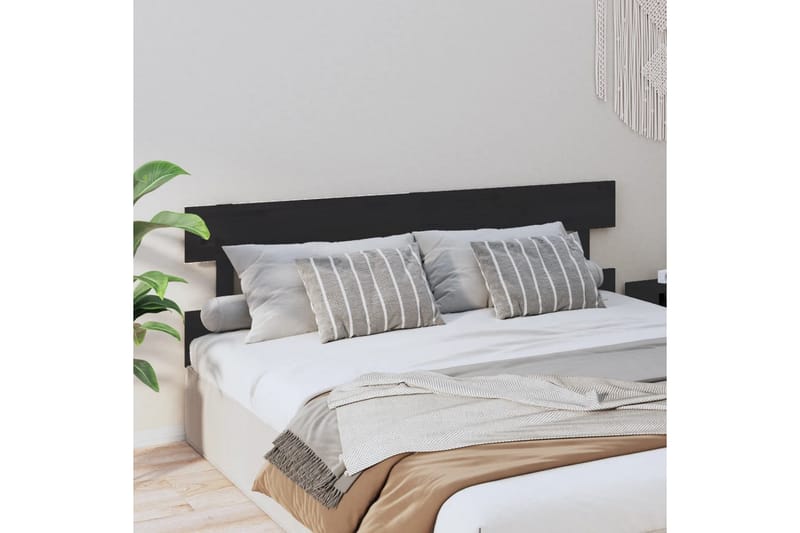 beBasic Sengegavl svart 204x3x81 cm heltre furu - Svart - Møbler - Senger - Sengetilbehør & sengegavl - Sengegavl