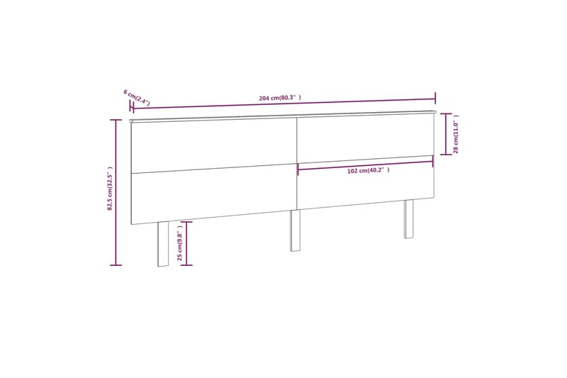 beBasic Sengegavl svart 204x6x82,5 cm heltre furu - Svart - Møbler - Senger - Sengetilbehør & sengegavl - Sengegavl