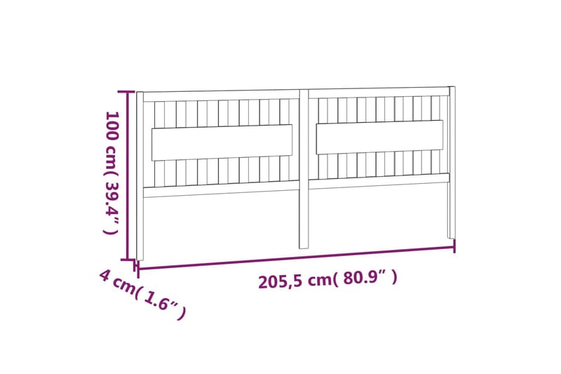 beBasic Sengegavl svart 205,5x4x100 cm heltre furu - Svart - Møbler - Senger - Sengetilbehør & sengegavl - Sengegavl