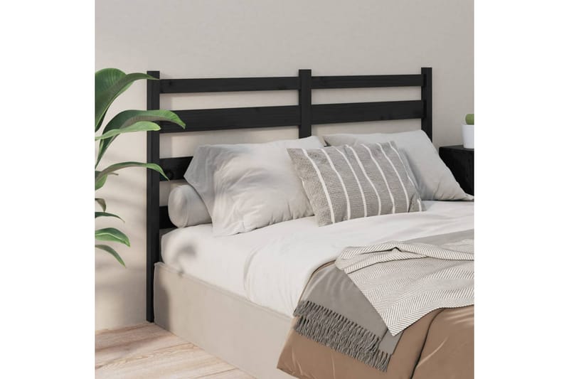 beBasic Sengegavl svart 206x4x100 cm heltre furu - Svart - Møbler - Senger - Sengetilbehør & sengegavl - Sengegavl