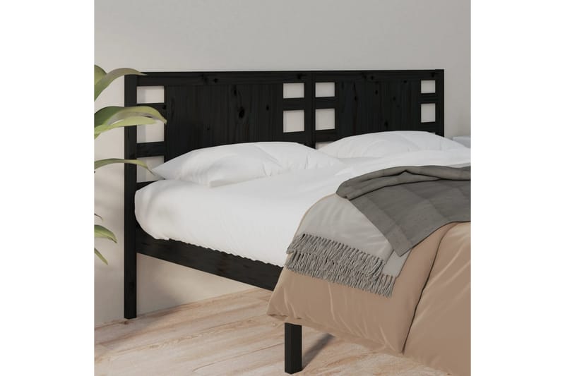 beBasic Sengegavl svart 206x4x100 cm heltre furu - Svart - Møbler - Senger - Sengetilbehør & sengegavl - Sengegavl