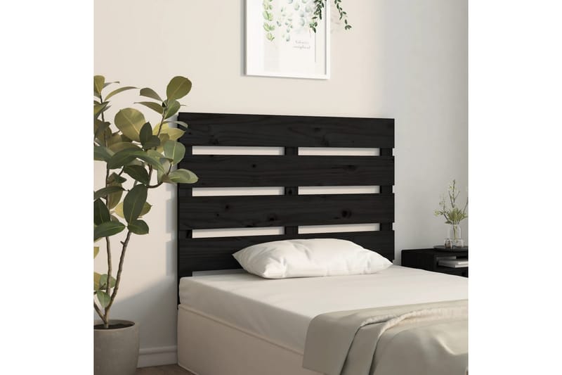 beBasic Sengegavl svart 75x3x80 cm heltre furu - Svart - Møbler - Senger - Sengetilbehør & sengegavl - Sengegavl