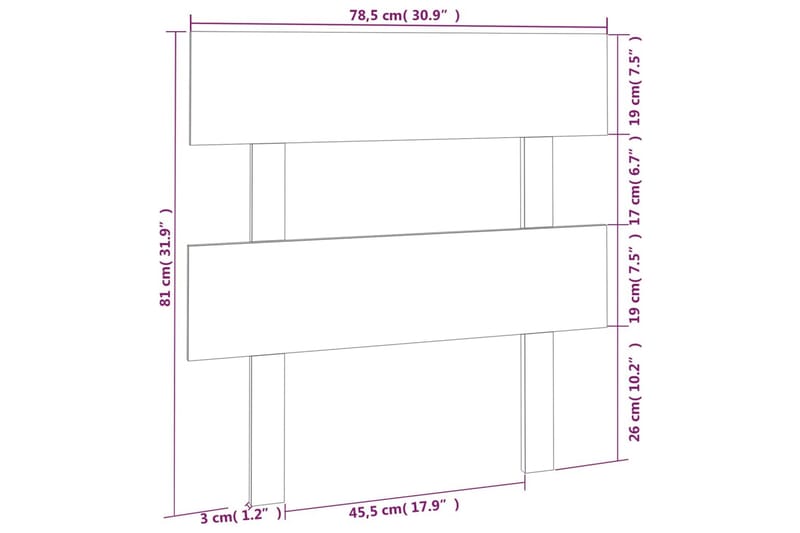 beBasic Sengegavl svart 78,5x4x100 cm heltre furu - Svart - Møbler - Senger - Sengetilbehør & sengegavl - Sengegavl