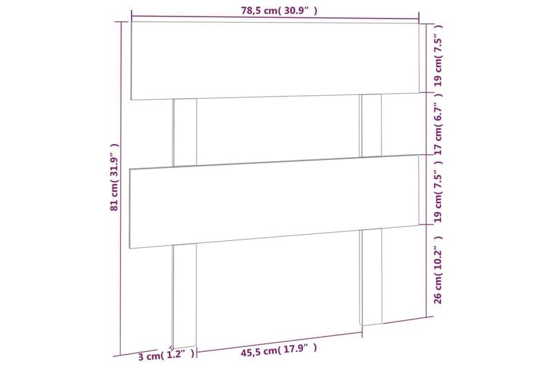 beBasic Sengegavl svart 78,5x4x100 cm heltre furu - Svart - Sengegavl